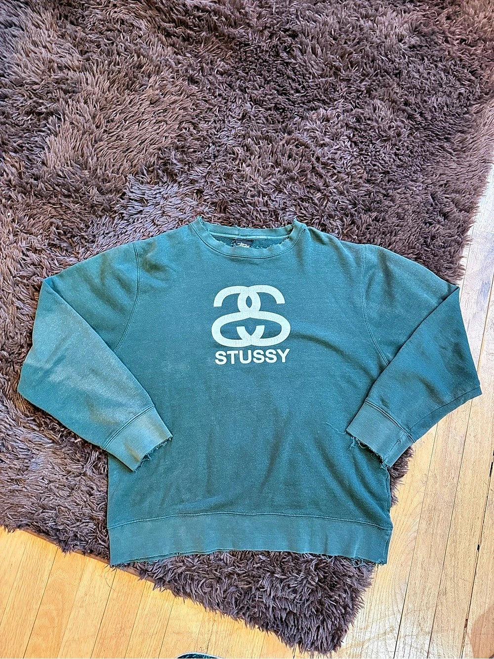 Stussy SS Link Double S Crewneck Sweatshirt Faded/Distressed